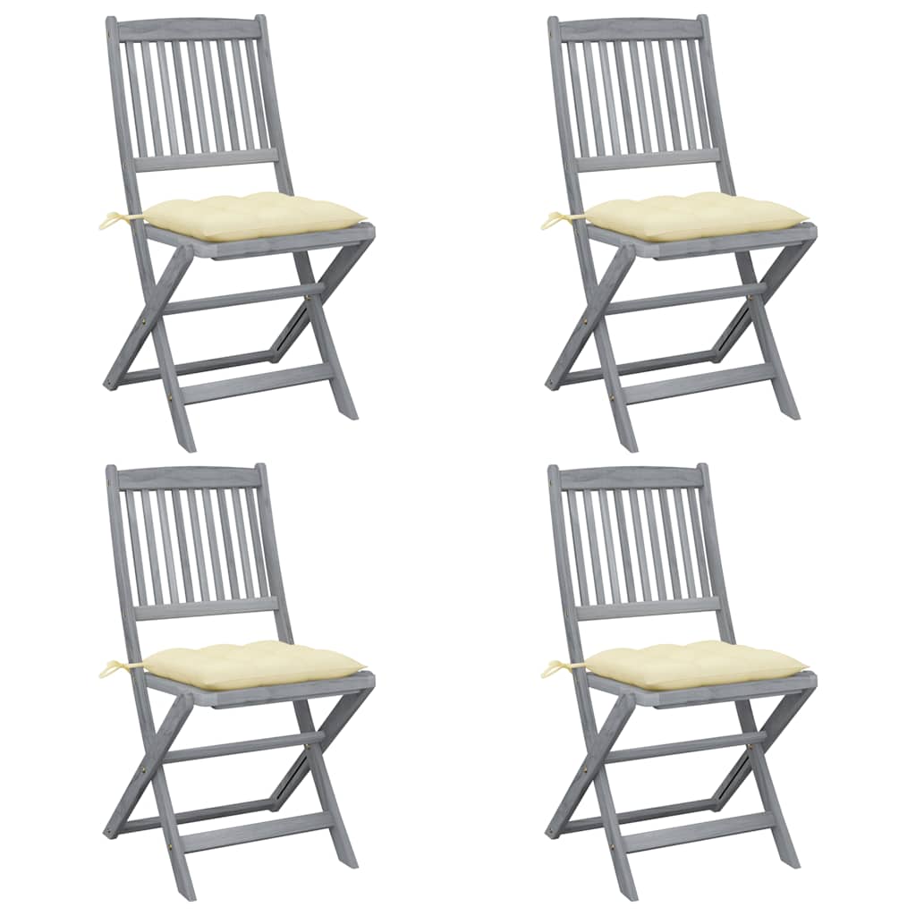 Vidaxl tuinstoelen 4 st inklapbaar met kussens massief acaciahout