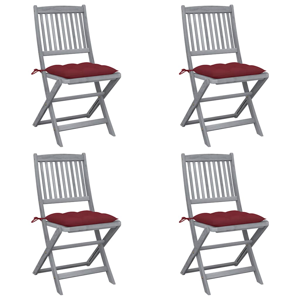 Vidaxl set van 4 klapstoelen met kussens, gemaakt van massief acaciahout.