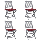 Vidaxl set van 4 klapstoelen met kussens, gemaakt van massief acaciahout.