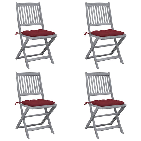 Vidaxl set van 4 klapstoelen met kussens, gemaakt van massief acaciahout.