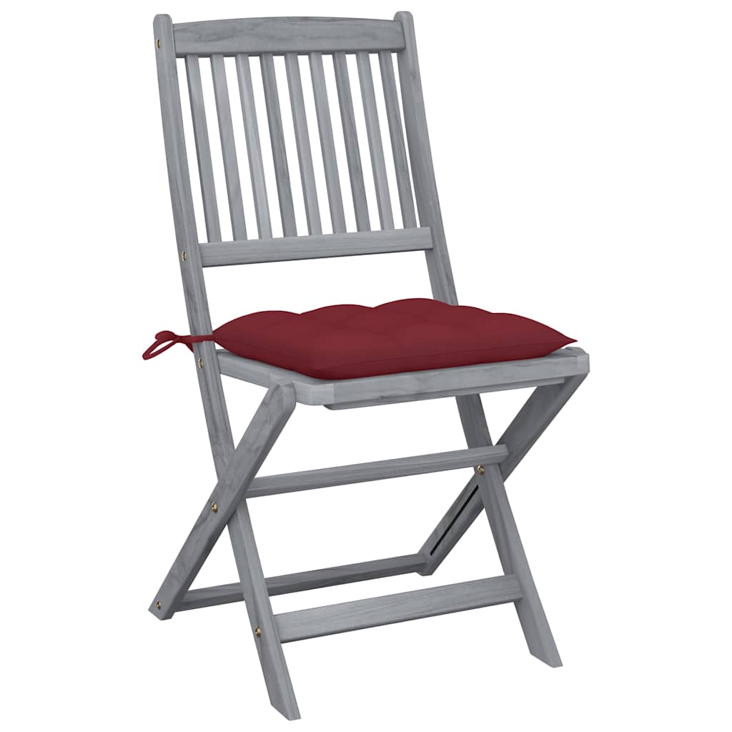 Vidaxl set van 4 klapstoelen met kussens, gemaakt van massief acaciahout.