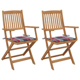 Vidaxl tuinstoelen 2 st inklapbaar met kussens massief acaciahout
