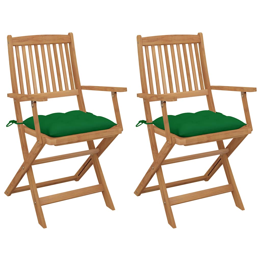 Vidaxl tuinstoelen 2 st inklapbaar met kussens massief acaciahout