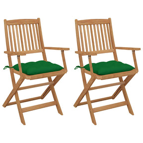 Vidaxl tuinstoelen 2 st inklapbaar met kussens massief acaciahout