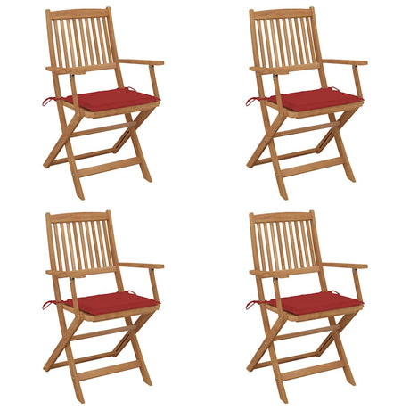 Vidaxl set van 4 klapstoelen met kussens, gemaakt van massief acaciahout.