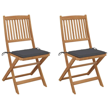 Vidaxl set van 2 klapstoelen met kussens, gemaakt van massief acaciahout.