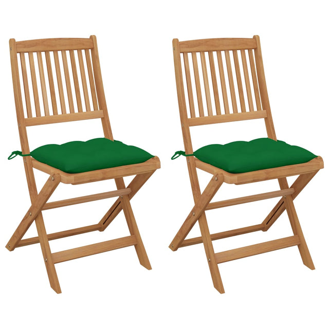Vidaxl tuinstoelen 2 st inklapbaar met kussens massief acaciahout