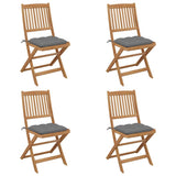Vidaxl tuinstoelen 4 st inklapbaar met kussens massief acaciahout