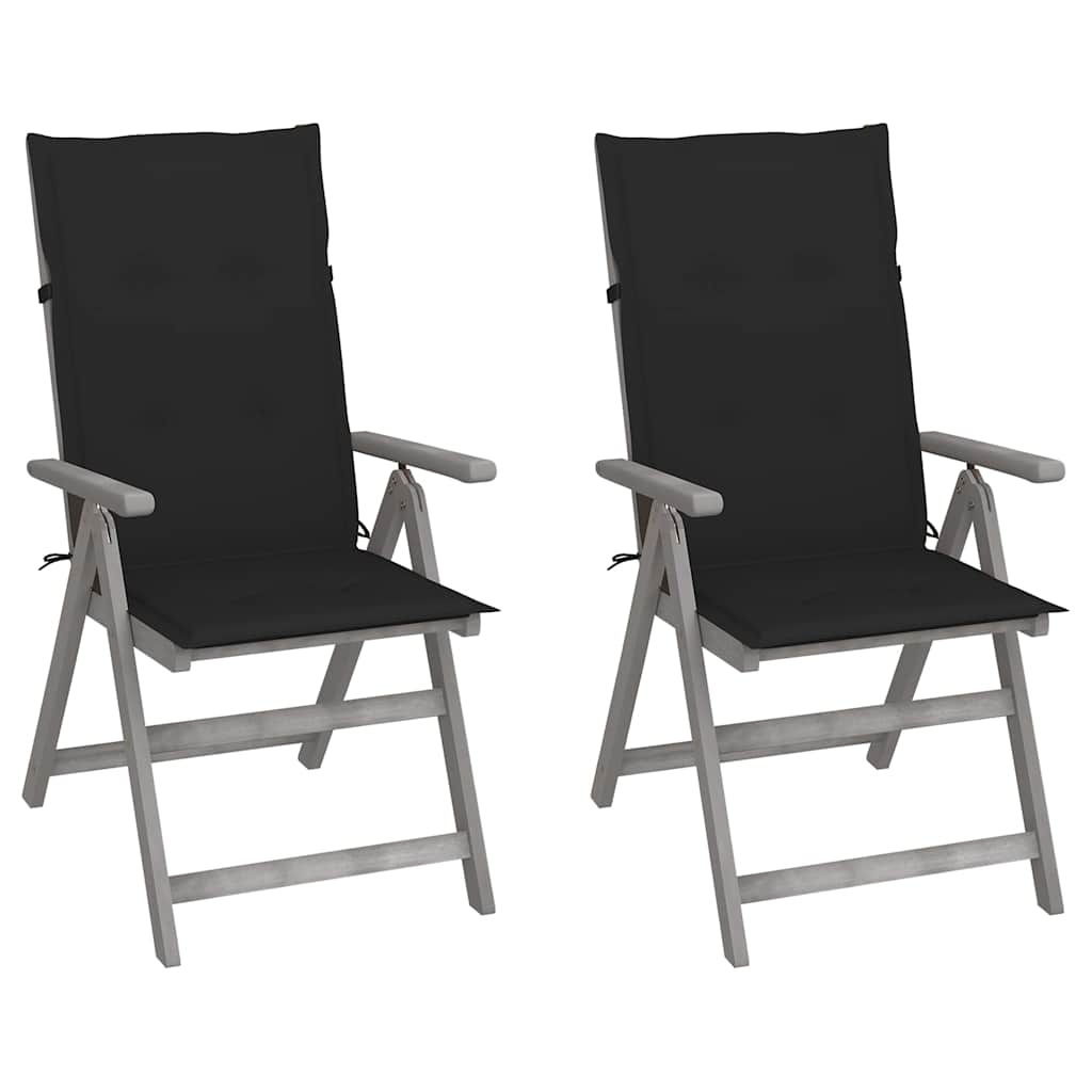 Vidaxl tuinstoelen 2 st verstelbaar met kussens massief acaciahout
