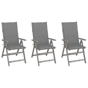 Vidaxl tuinstoelen 3 st verstelbaar met kussens massief acaciahout