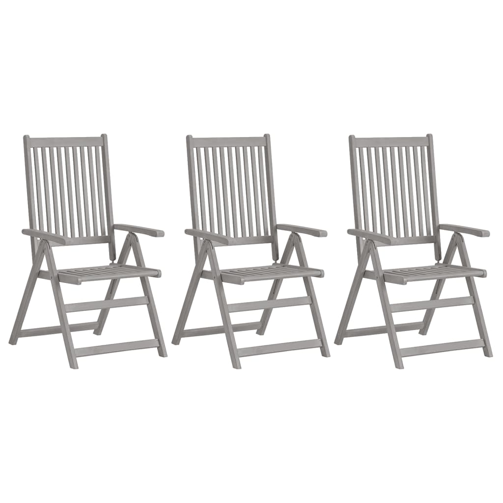 Vidaxl tuinstoelen 3 st verstelbaar met kussens massief acaciahout