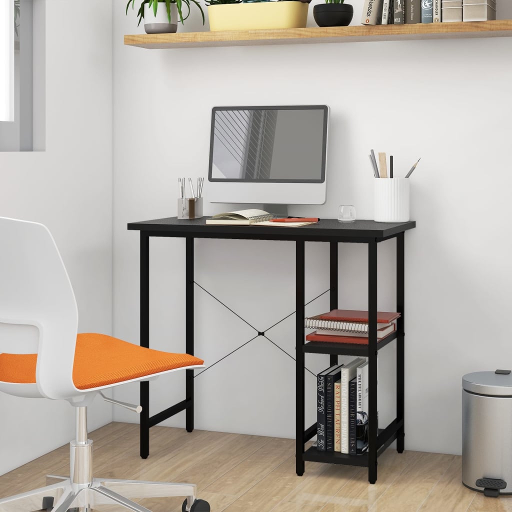 Vidaxl computerbureau 80x40x72 cm mdf en metaal zwart