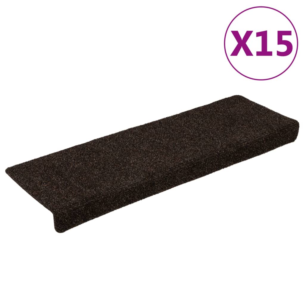 Vidaxl stair mats 15 st 65x21x4 cm needle felt brown