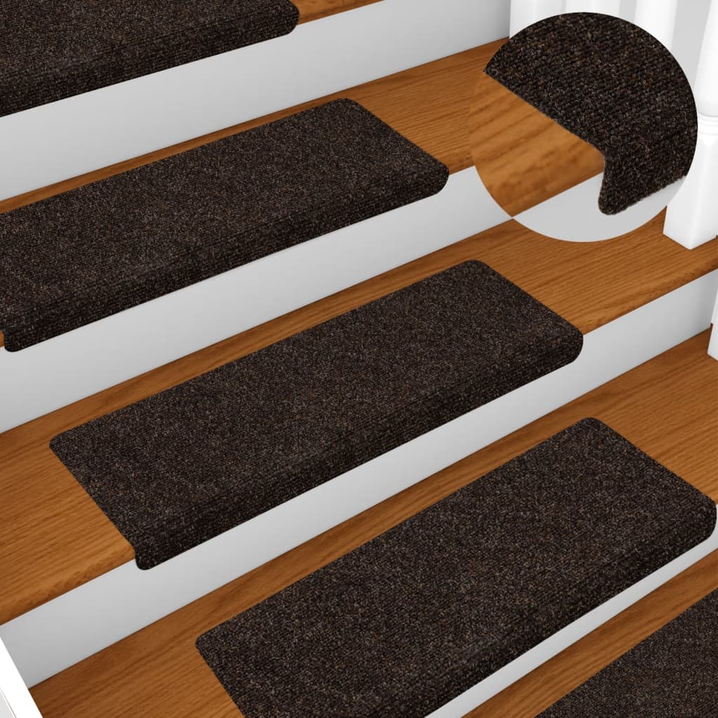 Vidaxl stair mats 15 st 65x21x4 cm needle felt brown