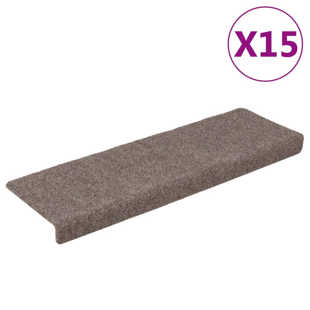 Vidaxl trapmatten 15 st 65x21x4 cm naaldvilt crèmekleurig