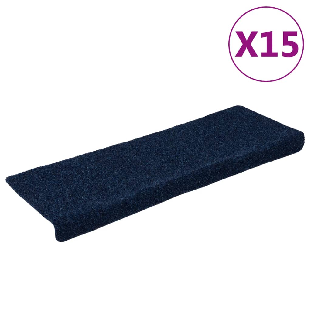 Vidaxl trapmatten 15 st 65x21x4 cm naaldvilt blauw