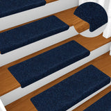 Vidaxl Stair Mats 15 st 65x21x4 cm aiguille en feutre bleu