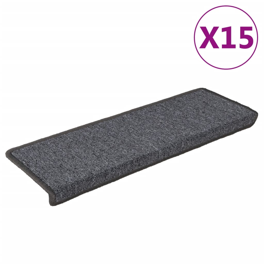 Vidaxl trapmatten 15 st 65x21x4 cm grijs en zwart