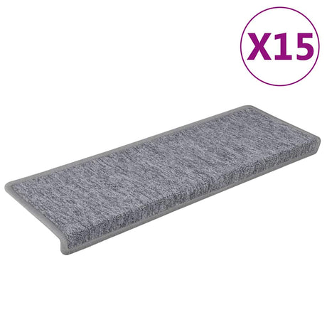 Vidaxl trapmatten 15 st 65x21x4 cm lichtgrijs met rechthoekige rand