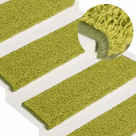Vidaxl trapmatten 15 st 65x21x4 cm groen rechthoekige rand