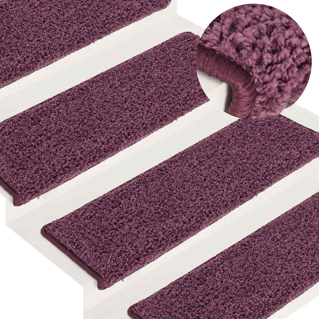 Vidaxl trapmatten 15 st 65x21x4 cm donkerpaars rechthoekige rand