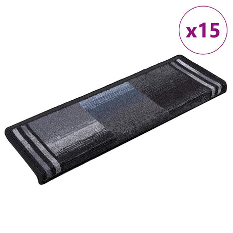 Vidaxl trapmatten zelfklevend 15 st 65x21x4 cm zwart en grijs