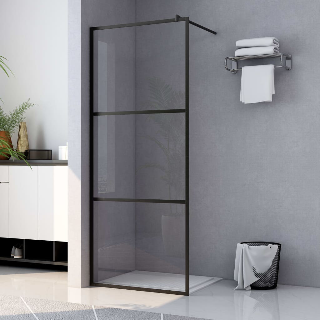 Vidaxl Walk-in shower wall Transparent 80x195 cm ESG glass black