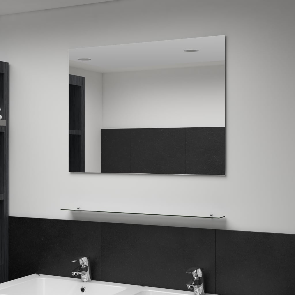 Vidaxl wall mirror with shelf 80x60 cm hardened glass