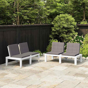 Vidaxl loungebanken 2 st met kussens kunststof wit