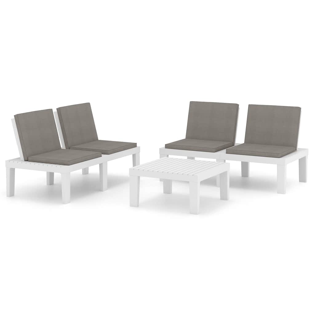 Vidaxl 3-delige loungeset met kussens kunststof wit