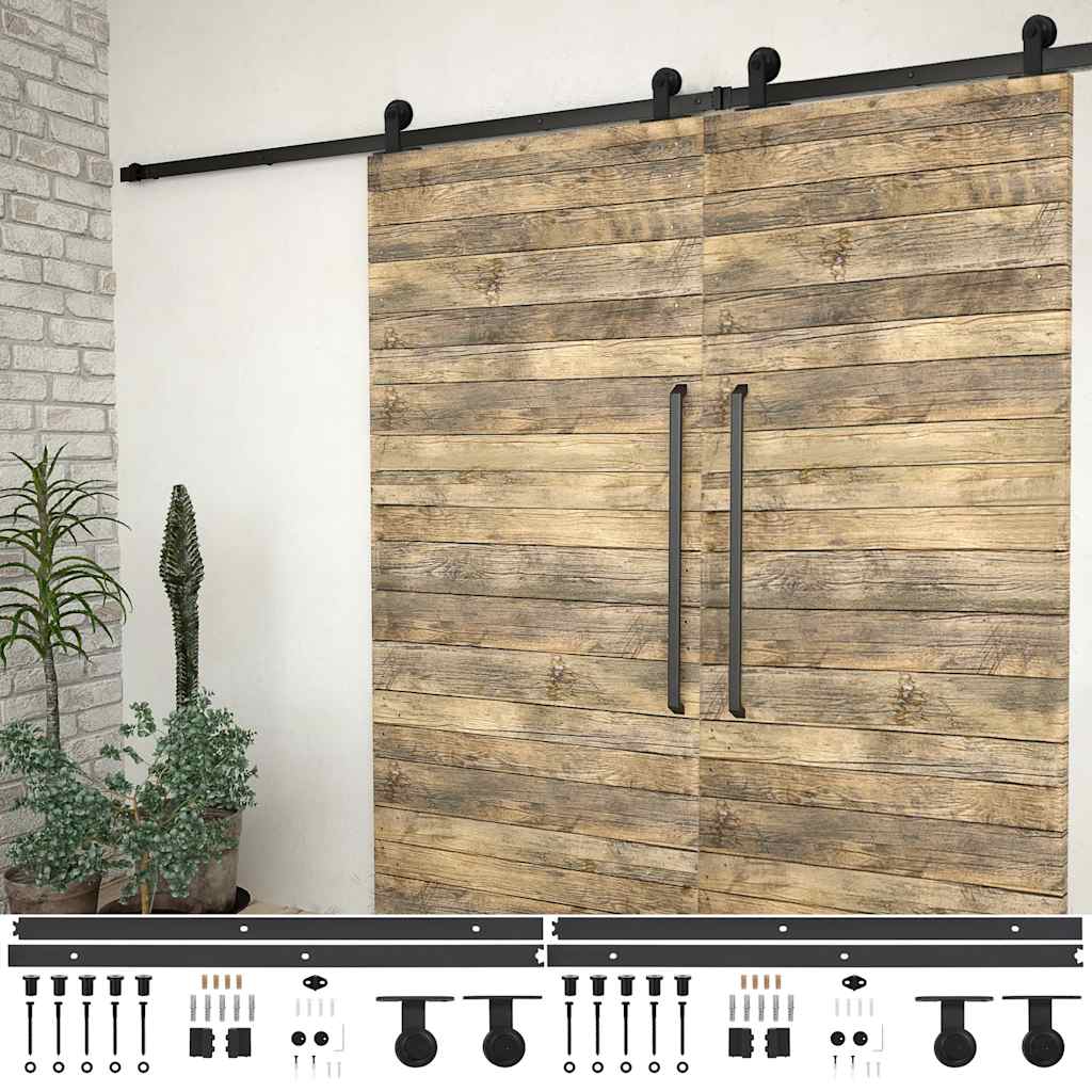 Vidaxl hardwaresets voor schuifdeuren 2 st 200 cm staal zwart