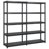 Vidaxl opbergrek 5-laags 170x40x185 cm kunststof zwart