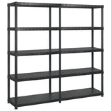 Vidaxl opbergrek 5-laags 183x45,7x185 cm kunststof zwart