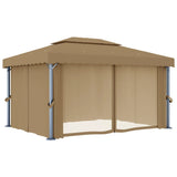 Vidaxl Arbor med gardin 4x3 m aluminium taupe