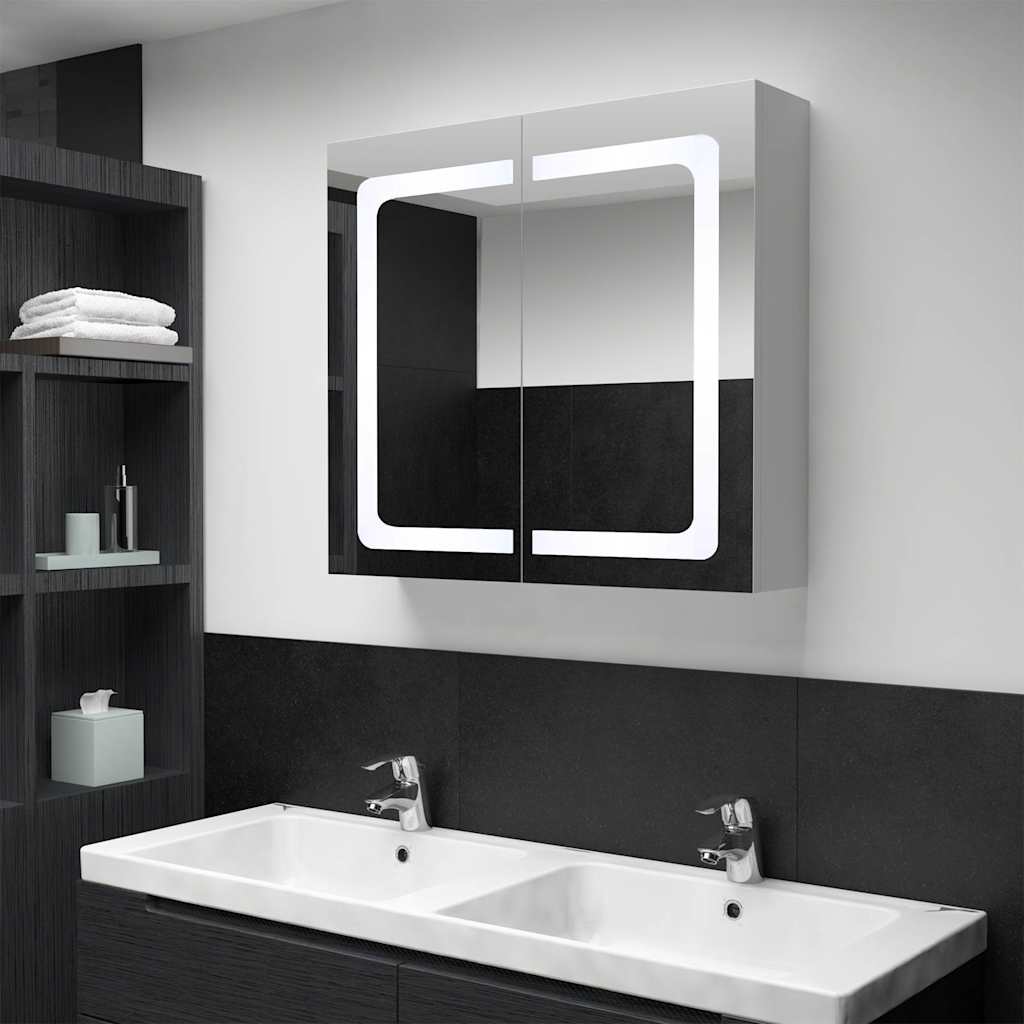 Vidaxl badkamerkast met spiegel en led 80x12,2x68 cm