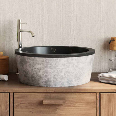 Vidaxl gootsteen ø40x15 cm marmer zwart