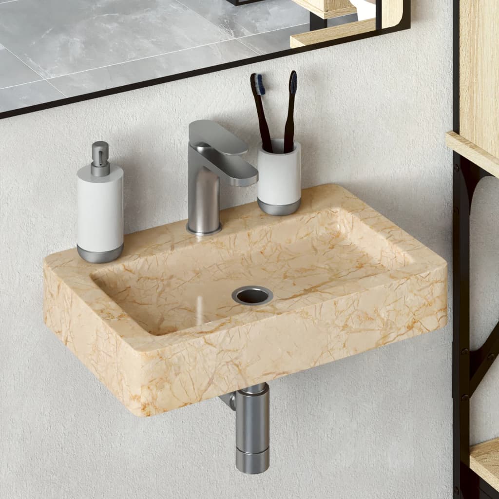 Vidaxl Washbasin Wall -Montered 38x24x6,5 cm marmorcreme -farvet