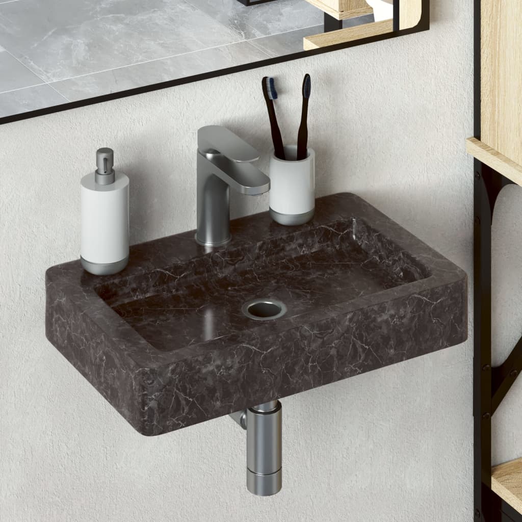 Vidaxl Washbasin Wall -montato 38x24x6,5 cm di marmo nero