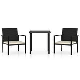 Vidaxl 3-delige tuinset poly rattan zwart