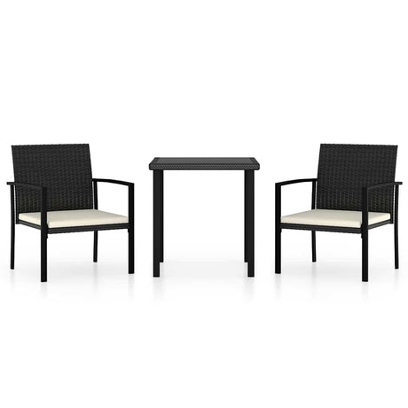 Vidaxl 3-delige tuinset poly rattan zwart