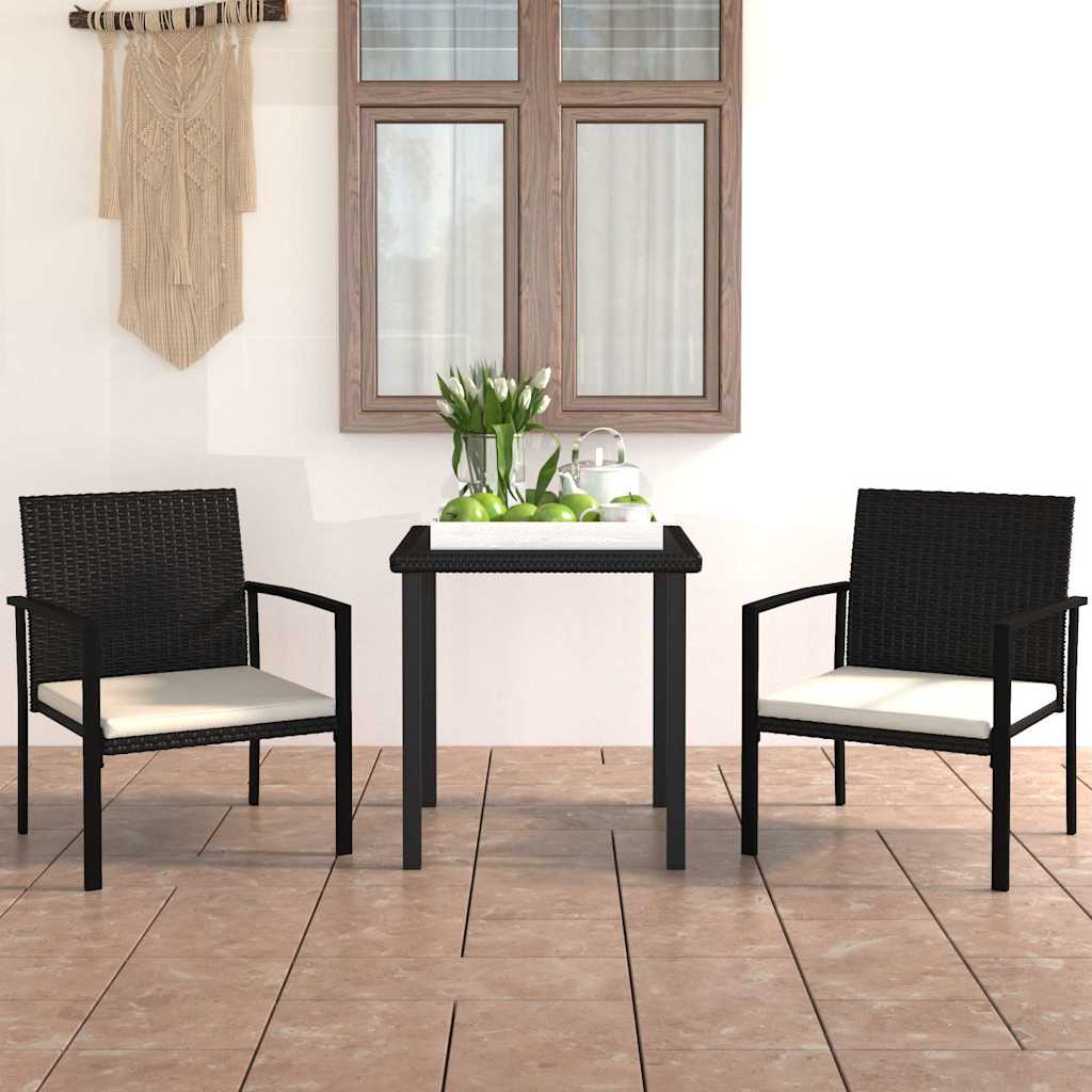 Vidaxl 3-delige tuinset poly rattan zwart