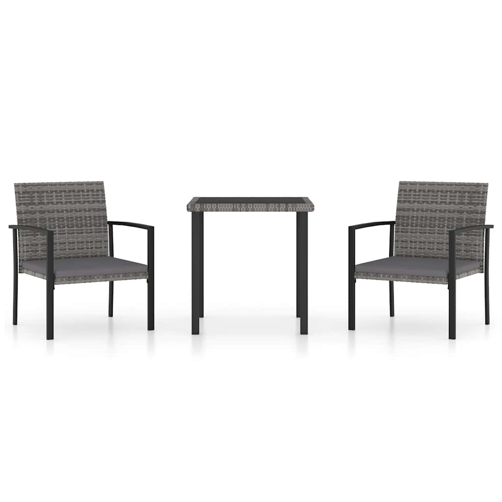 Vidaxl 3-delige tuinset poly rattan grijs