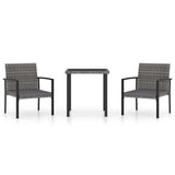 Vidaxl 3-delige tuinset poly rattan grijs