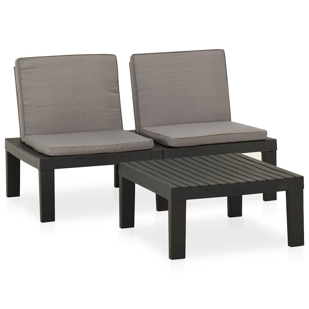 Vidaxl 2-delige loungeset met kussens kunststof grijs