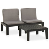 Vidaxl 2-delige loungeset met kussens kunststof grijs