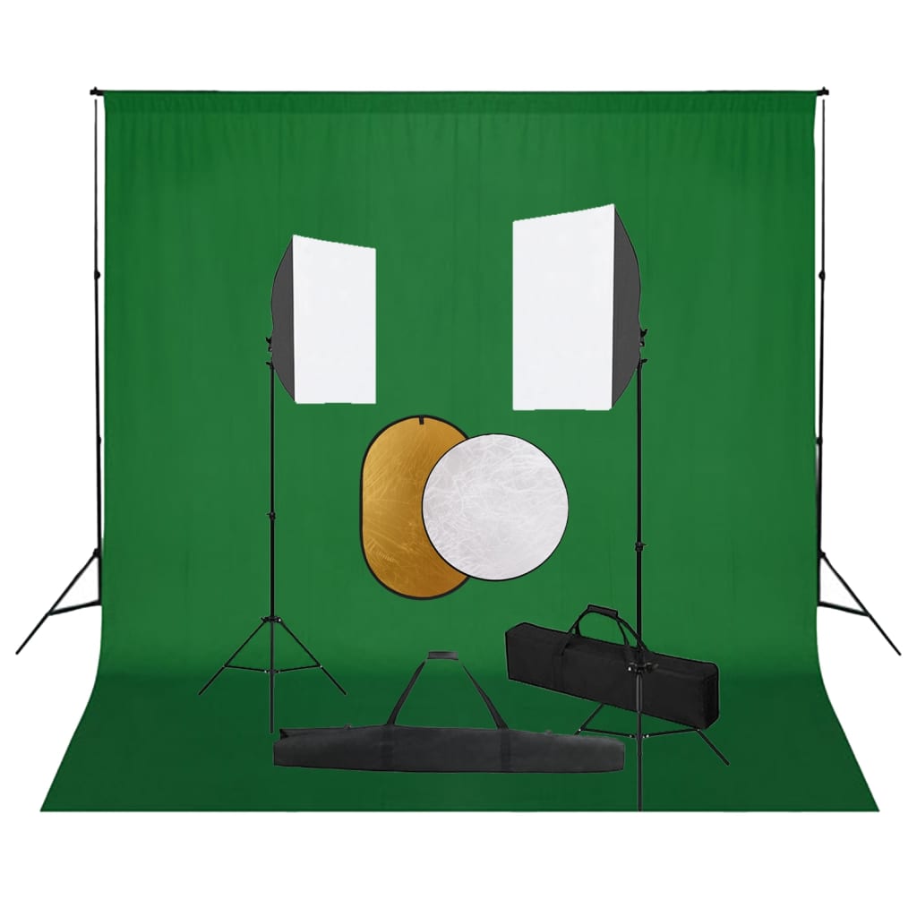 Vidaxl Photo Studio set med softbox -lampor, bakgrund och reflektor