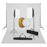 Vidaxl Photo Studio Set med softbox -lamper, baggrund og reflektor