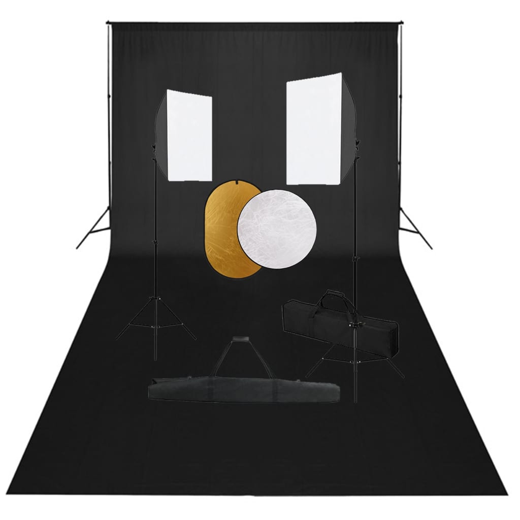 Vidaxl Photo Studio Set med softbox -lamper, baggrund og reflektor