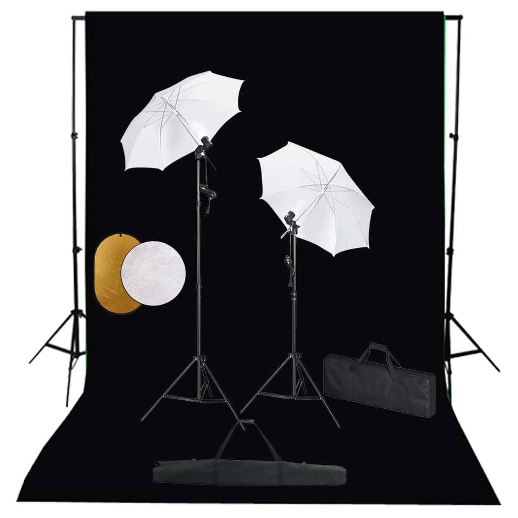 Vidaxl Photo studio set with lamps, umbrellas, background and reflector