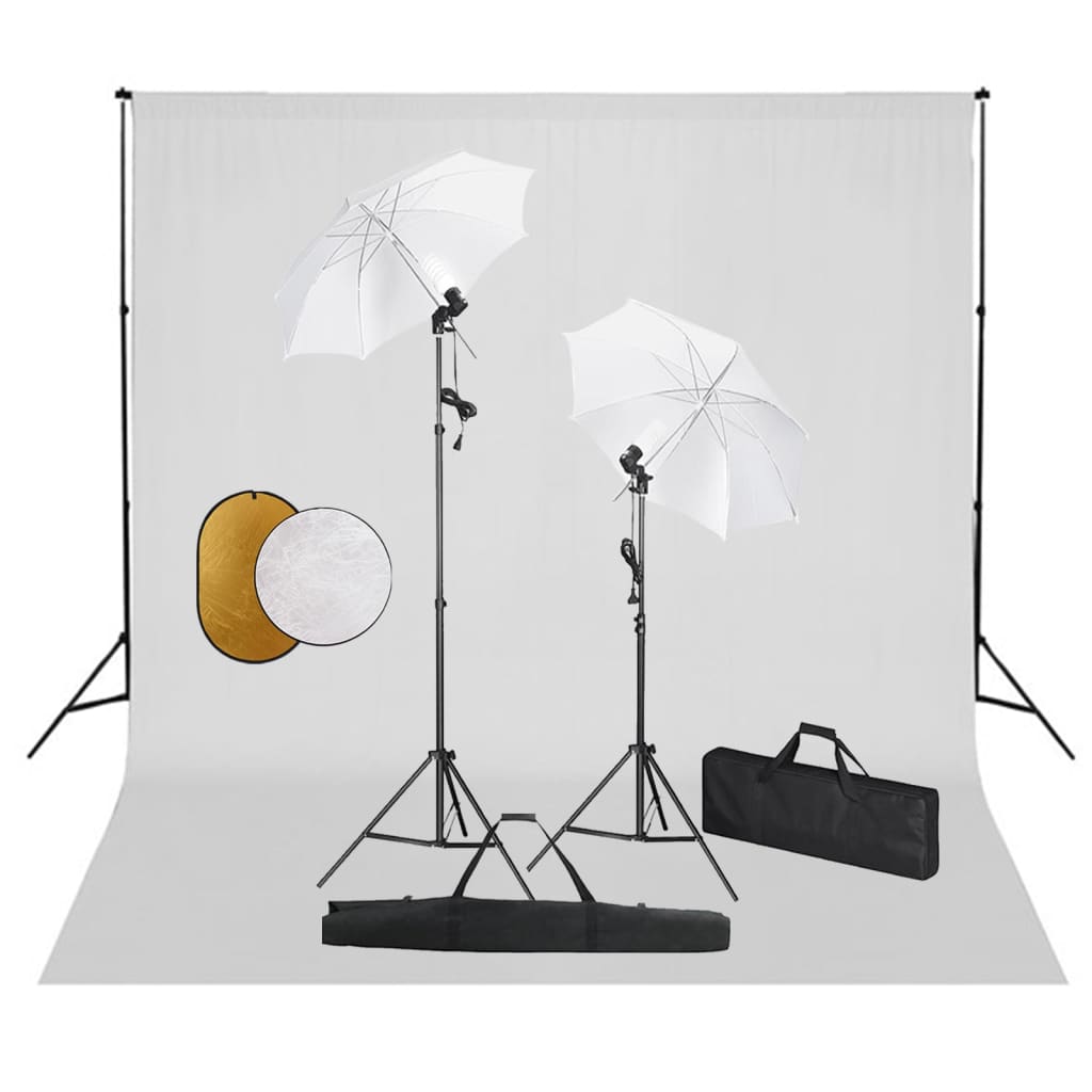 Vidaxl Photo studio set with lamps, umbrellas, background and reflector